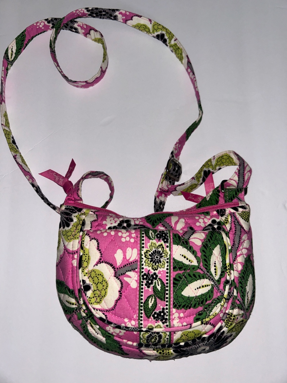Vera Bradley Pink and Green Floral Quilted Crossbody